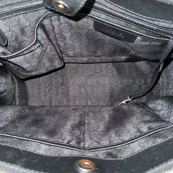 Michael Kors Sutton Center Stripe satchel in black and white saffiano leather - Picture 4 of 7